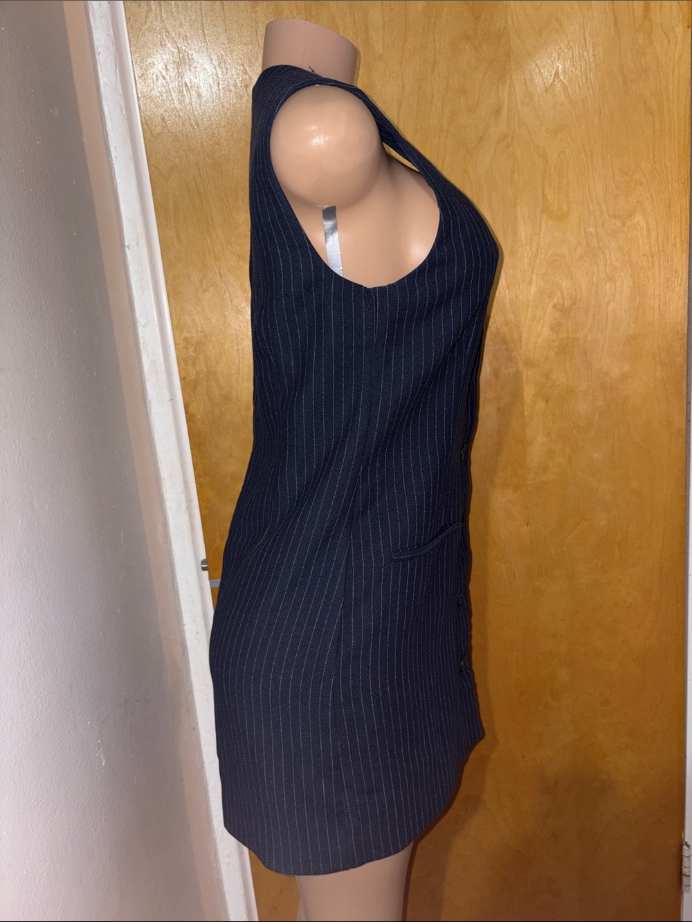 Abercrombie & Fitch Navy Pinstripe Button-Front Mini Dress - Picture 3 of 8